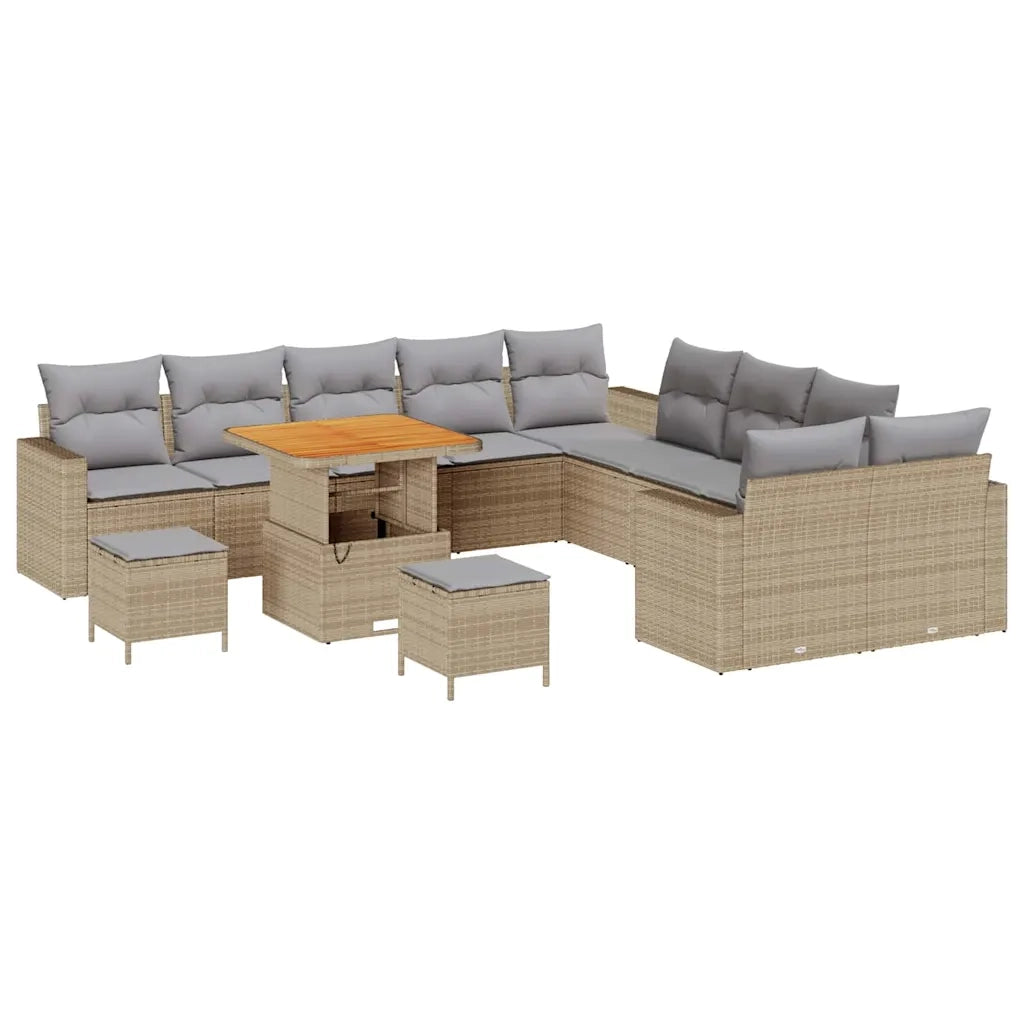 vidaXL Set Divano da Giardino con cuscino 13 pcs beige e grigio chiaro