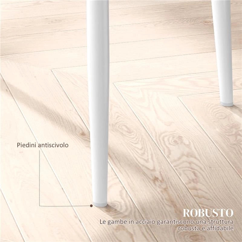 SET DI 6 SEDIE DA PRANZO MODERNE CON SCHIENALE ALTO IN FINTA PELLE E ACCIAIO, 41X50X97 CM, BIANCO