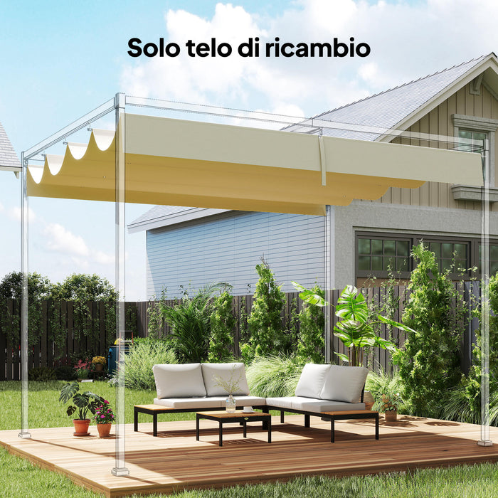 Telo Pergola per Esterni 392x350 cm Anti UV con 8 Fori di Drenaggio in Poliestere Beige