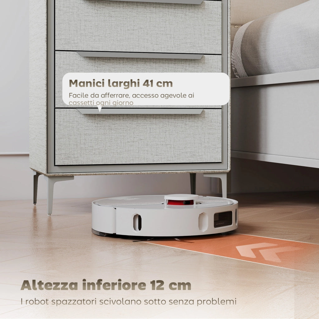Cassettiera 4 Cassetti Grigio Tessuto Effetto Lino ¨C Minimal ¨C Acciaio 60x36x88