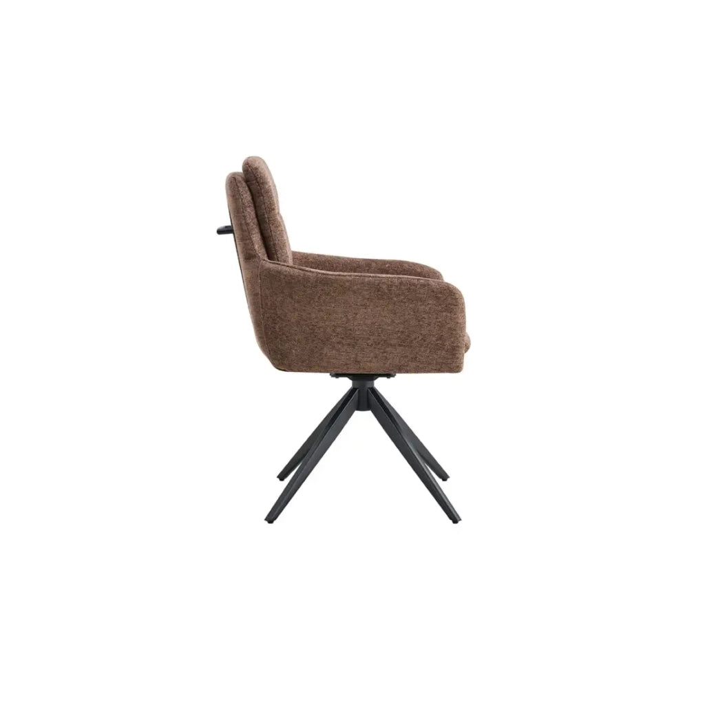 Set di 2 poltrone KAVINA - Tessuto marrone - Piedi in metallo - Con braccioli - Design accogliente e senza tempo