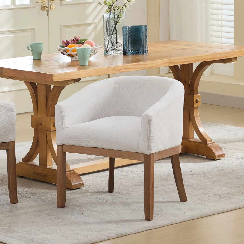 Sedia da Pranzo Imbottita con Braccioli ¨C Xylo ¨C Beige, Tessuto, Gambe in Legno