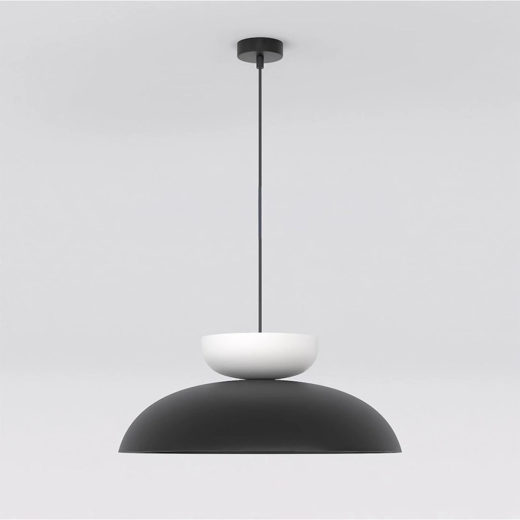 Lampada a sospensione MEGA con cupola bicolore nero e bianco