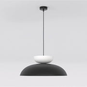 Lampada a sospensione MEGA con cupola bicolore nero e bianco