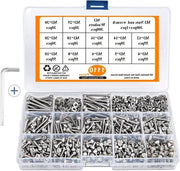 Set di viti a 6 punte - Assortimento di viti, dadi e anelli in acciaio inox - Contenuto 1110 pezzi - Con scatola di conservazione