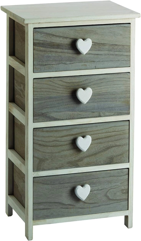 C656124 - CASSETTIERA 4 CASSETTI C/CUORE GRIGIA