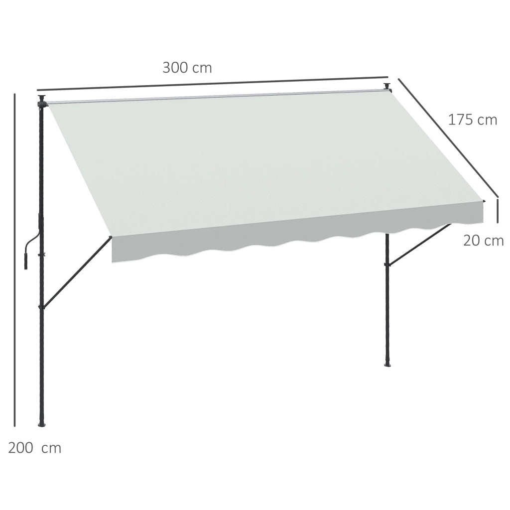 Toldo Retrattile Manuale per Balcone ¨C zephmum ¨C 300x175x210-310 cm Colore Crema