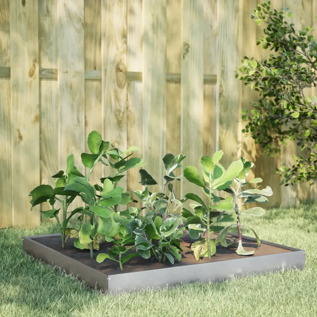 Fioriera | Cassetta per fiori | Vaso Rialzata da Giardino 100x100x18,5cm in Acciaio zincato