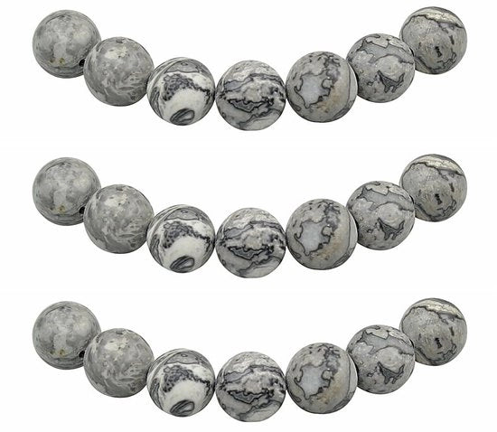 Raccoglitori 6mm 60 pezzi Pietra di Giada Grigia Semi Preziosa Raccoglitori con Foro Pietre Naturali Ronde per il Maken di Gioielli Bracciali Collane