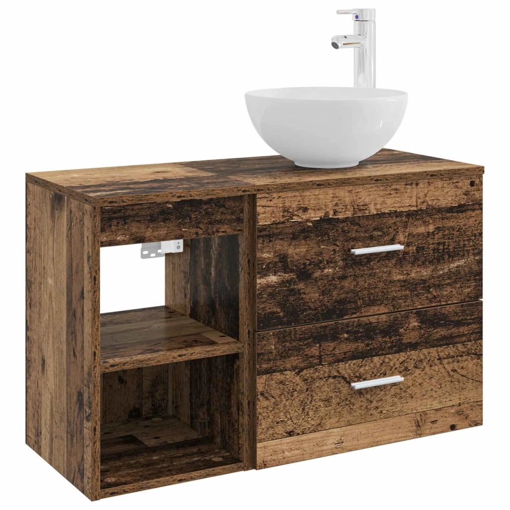 Set di mobili per il bagno 2 pz Legno antico 3403878