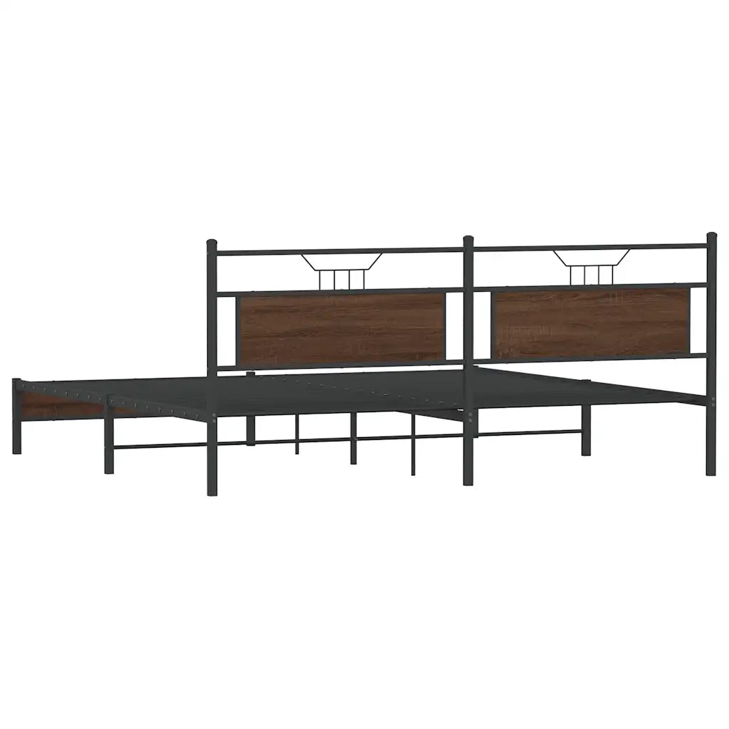 vidaXL Giroletto senza Materaso in Metallo Rovere Marrone 193x201 cm