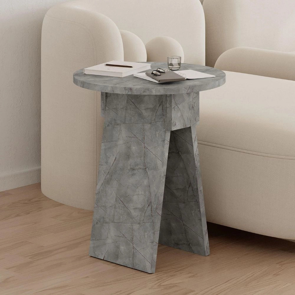 Tavolino da salotto Chen effetto marmo grigio – Eleganza minimalista per ogni ambiente