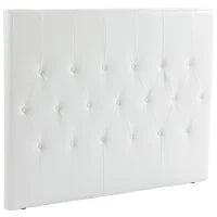 Testiera Letto Matrimoniale Imbottita con Design a Bottoni, in Pelle PU e MDF, 160x7x120 cm, Bianco