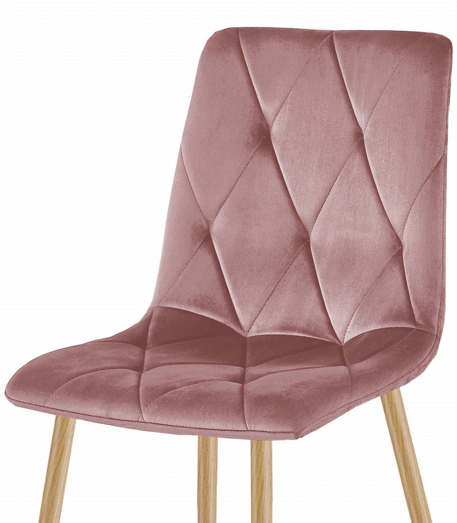 Sedia Valora TYRA in velluto rosa con gambe in legno x2