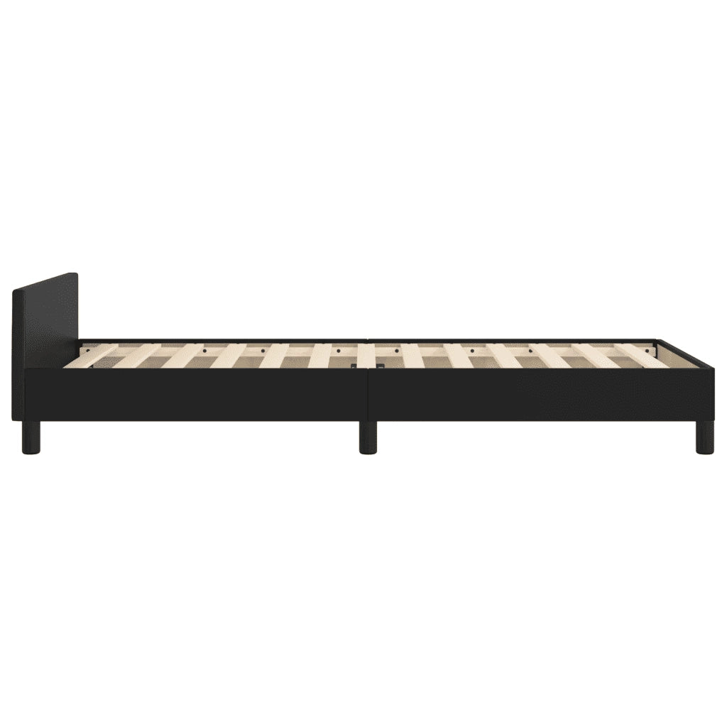 Giroletto con Testiera-Struttura Letto con testiera Nero 90x200 cm in Similpelle 301277