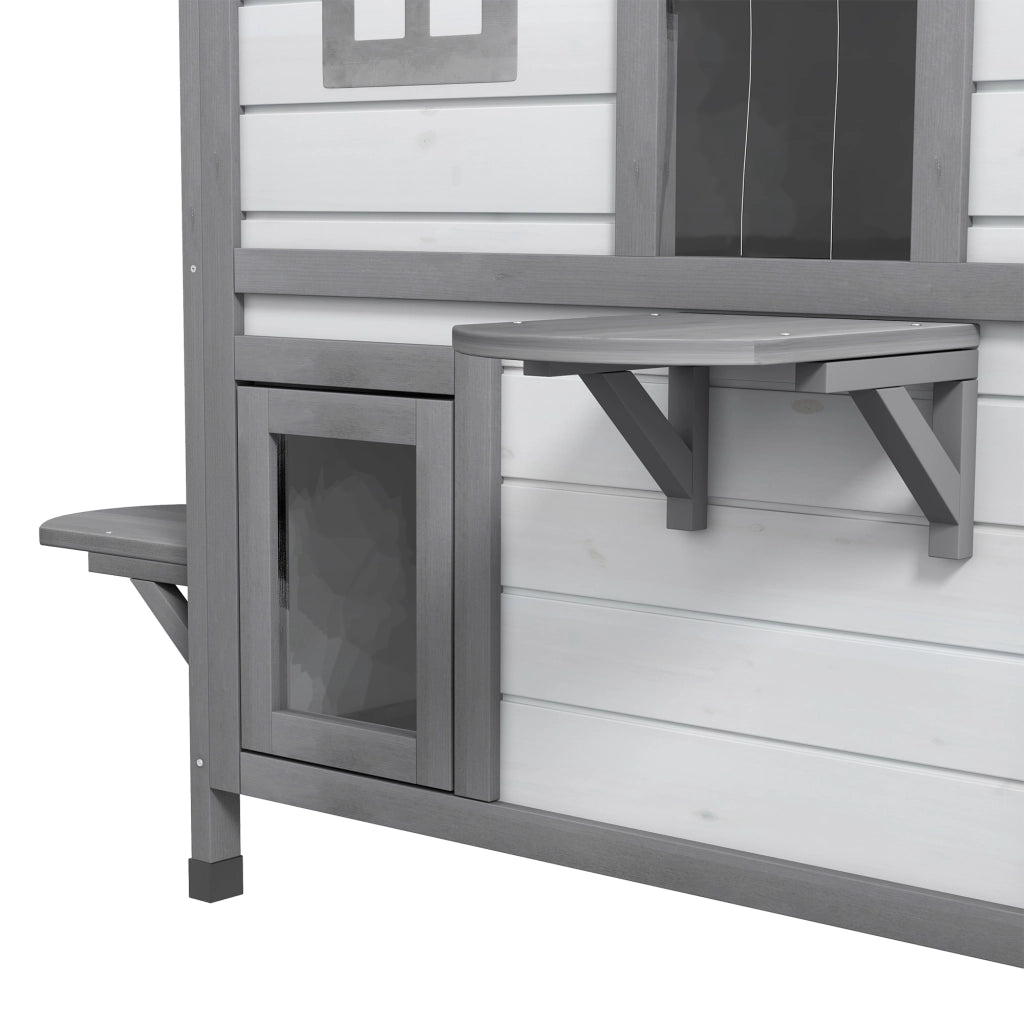 Casetta per Gatti 2 Piani ¨C Zephmum ¨C 99.5x76x91 Bianco Grigio