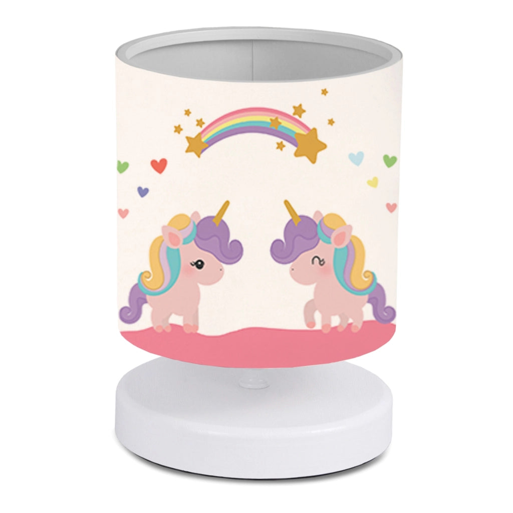 Lampada da Comodino per Cameretta 'Maidstone' Lampada da Tavolo con Paralume Cilindrico in Tessuto Lampada Disegnata per Bambini - Unicorno - lux.pro