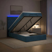 Letto Ottomano con Materasso e LED Blu scuro 120 x 200 cm 3458227