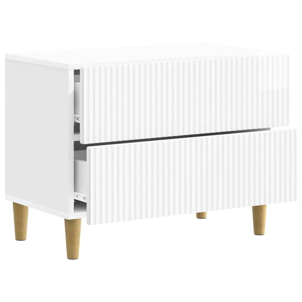Armadio da Notte con cassetto Bianco Lucido 62 x 34,5 x 48 cm 894549
