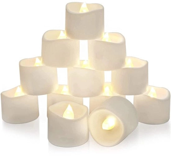 Luce a Led 12 pezzi - Candelotti con Fiamma Animata - Effetto Flicker - Sicuri per Bambini e Animali Domestici - Bianco Caldo - Candelotti Falsi