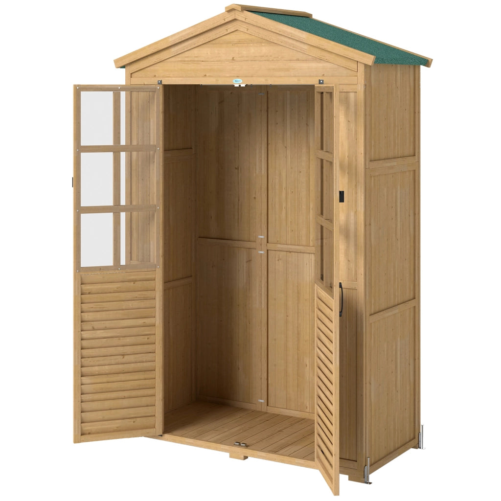 Armadio Giardino Legno con Finestre ¨C zephmum ¨C Marrone Chiaro 128x57.5x197 cm