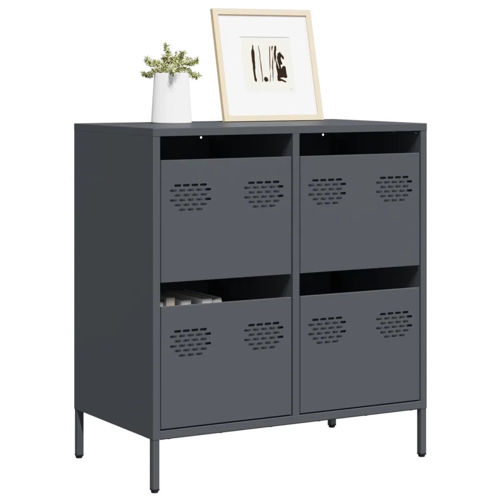 Credenza Antracite 68x39x73,5 cm in Acciaio Laminato a Freddo 851258