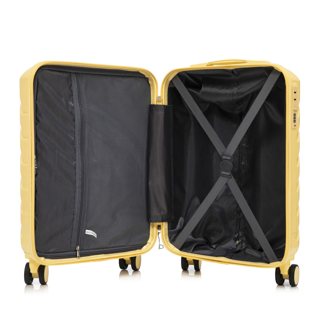 Set Valigie Rigide ABS con 2 Valigie Spinner da 14" e 19" e Beauty Case 14" Giallo