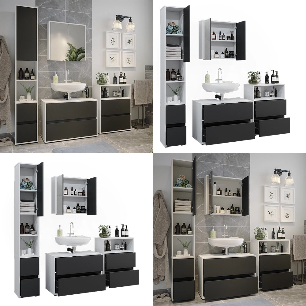 Vicco Set di mobili da bagno Bianco/antracite 4 parti