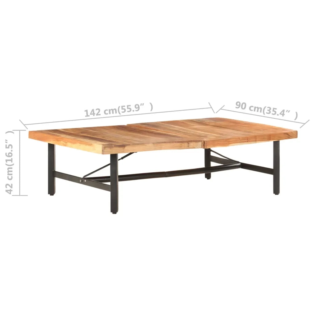 Tavolino da Salotto 142x90x42 cm in Legno Massello di Acacia 320655
