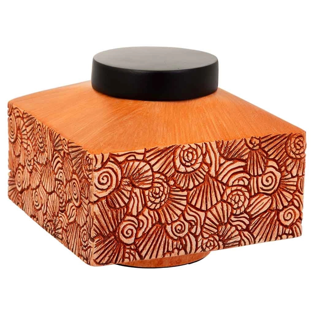 Scatola decorativa in poliresina arancione 16x16x13,5h