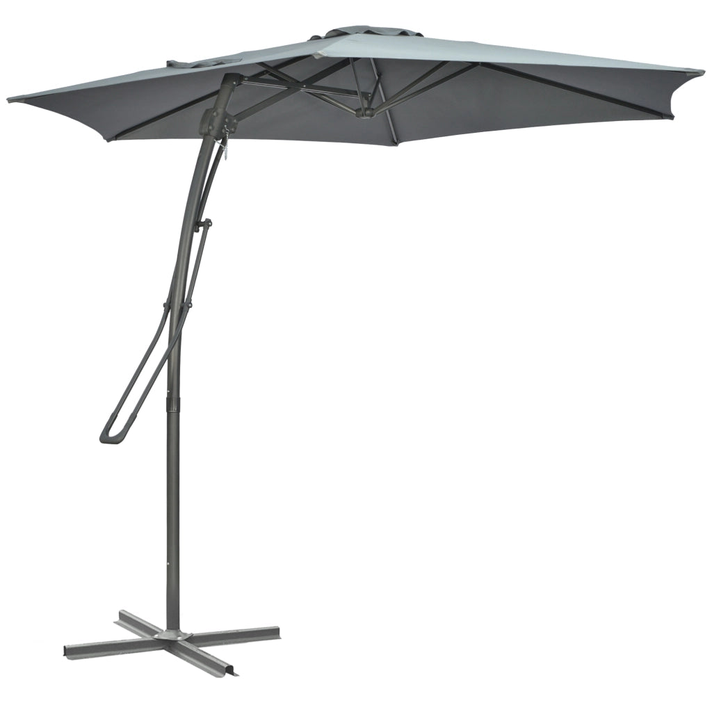 Parasole a sbalzo ?293cm Parasole con base trasversale laterale a leva; parabrezza idropellente grigio scuro