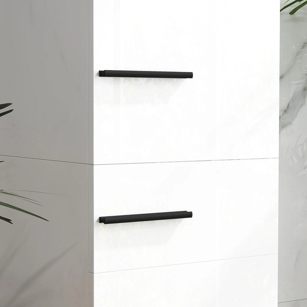 Armadietto Alto Bagno con Ante e Ripiani Regolabili ¨C zephmum ¨C Bianco 34x32x170 cm