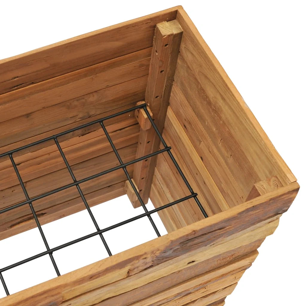 Aiuola rialzata per piante e fiori 100 x 40 x 72 cm legno di teak riciclato e acciaio 02_0000897