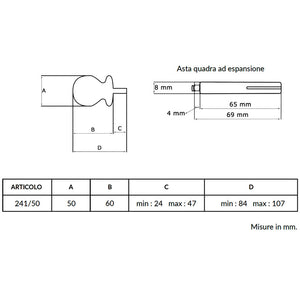 Maniglia su rosetta tonda SAGUATTI  241/50AQ in alluminio argento lucido