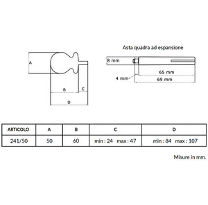 Maniglia su rosetta tonda SAGUATTI  241/50BQ in alluminio oro lucido
