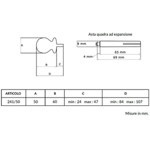 Maniglia su rosetta tonda SAGUATTI  241/50EQ in alluminio argento satinato