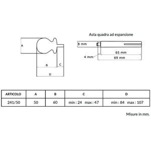 Maniglia su rosetta tonda SAGUATTI  241/50FQ in alluminio oro satinato