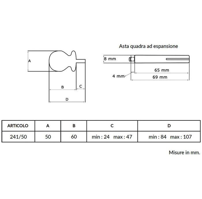 Maniglia su rosetta tonda SAGUATTI  241/50GQ in alluminio bronzo satinato