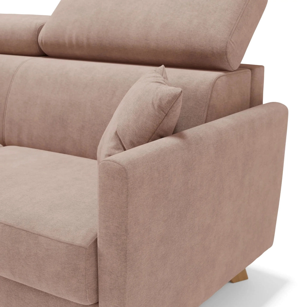 Francy Divano letto matrimoniale con poggiatesta regolabili in tessuto impermeabile e smacchiabile T17 200 cm (mat. 160x197) rosa