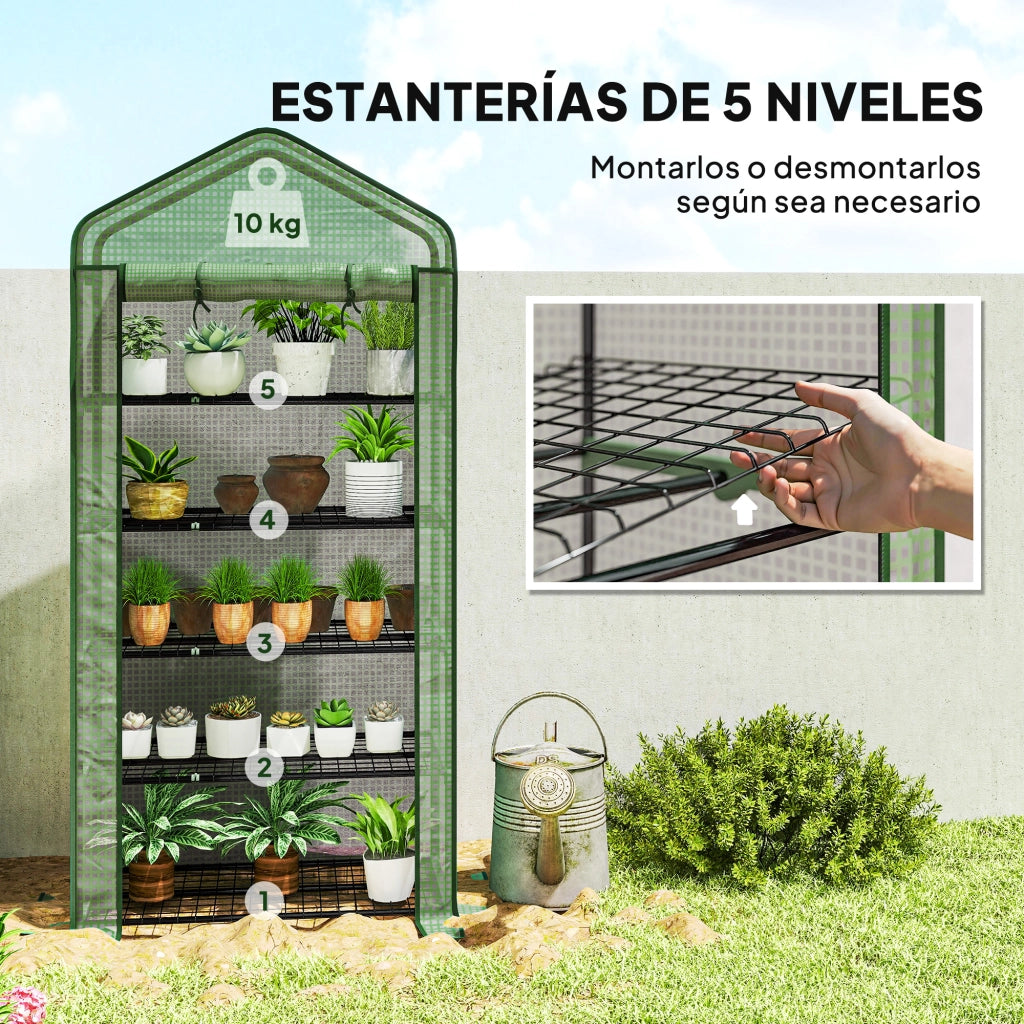 Serra da Giardino 5 Livelli con Porta a Zip Anti-UV ¨C zephmum ¨C Verde 90x49x193 cm