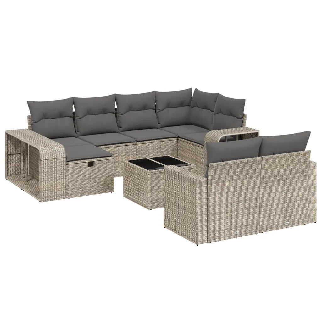 Set Divani da Giardino 11 pz con Cuscini in Polyrattan Grigio 3266250