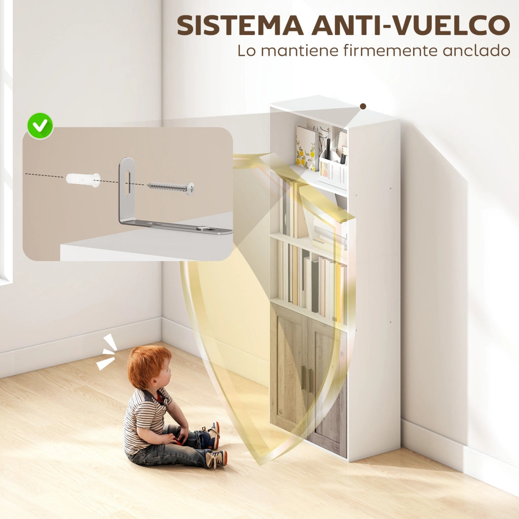 Libreria con ante e ripiani aperti ¨C Xylo ¨C Legno bianco e marrone 60x30x149,5 cm
