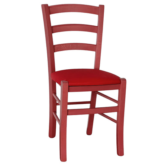 Sedia legno venezia rossa con seduta similpelle rosso