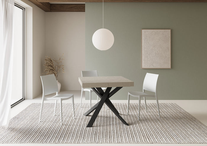 Tavolo allungabile 90x90/194 cm Clerko Premium cashmere gambe antracite