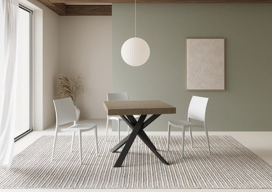 Tavolo allungabile 90x90/194 cm Clerko tortora gambe antracite
