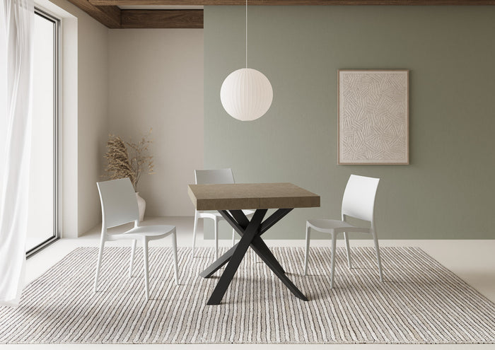 Tavolo allungabile 90x90/194 cm Clerko tortora gambe antracite