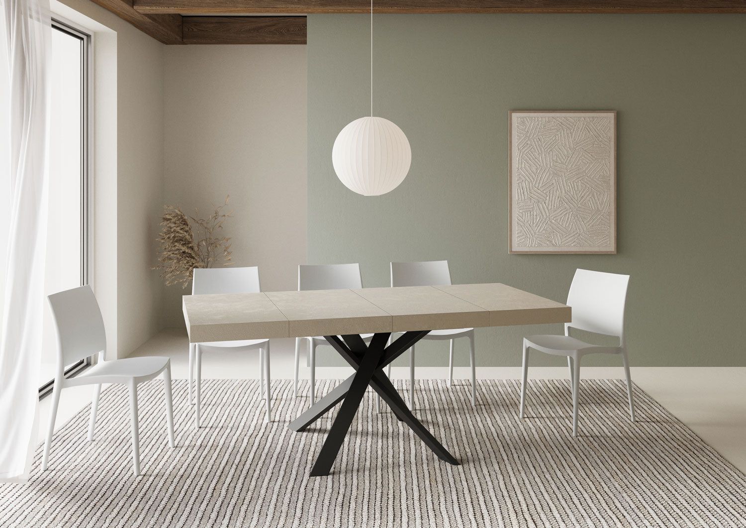 Tavolo allungabile 90x90/194 cm Clerko Premium cashmere gambe antracite