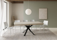 Tavolo allungabile 90x90/194 cm Clerko Premium cashmere gambe antracite