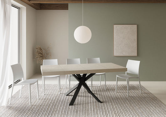 Tavolo allungabile 90x90/194 cm Clerko Premium cashmere gambe antracite