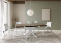 Tavolo allungabile 90x90/194 cm Clerko tortora gambe bianche